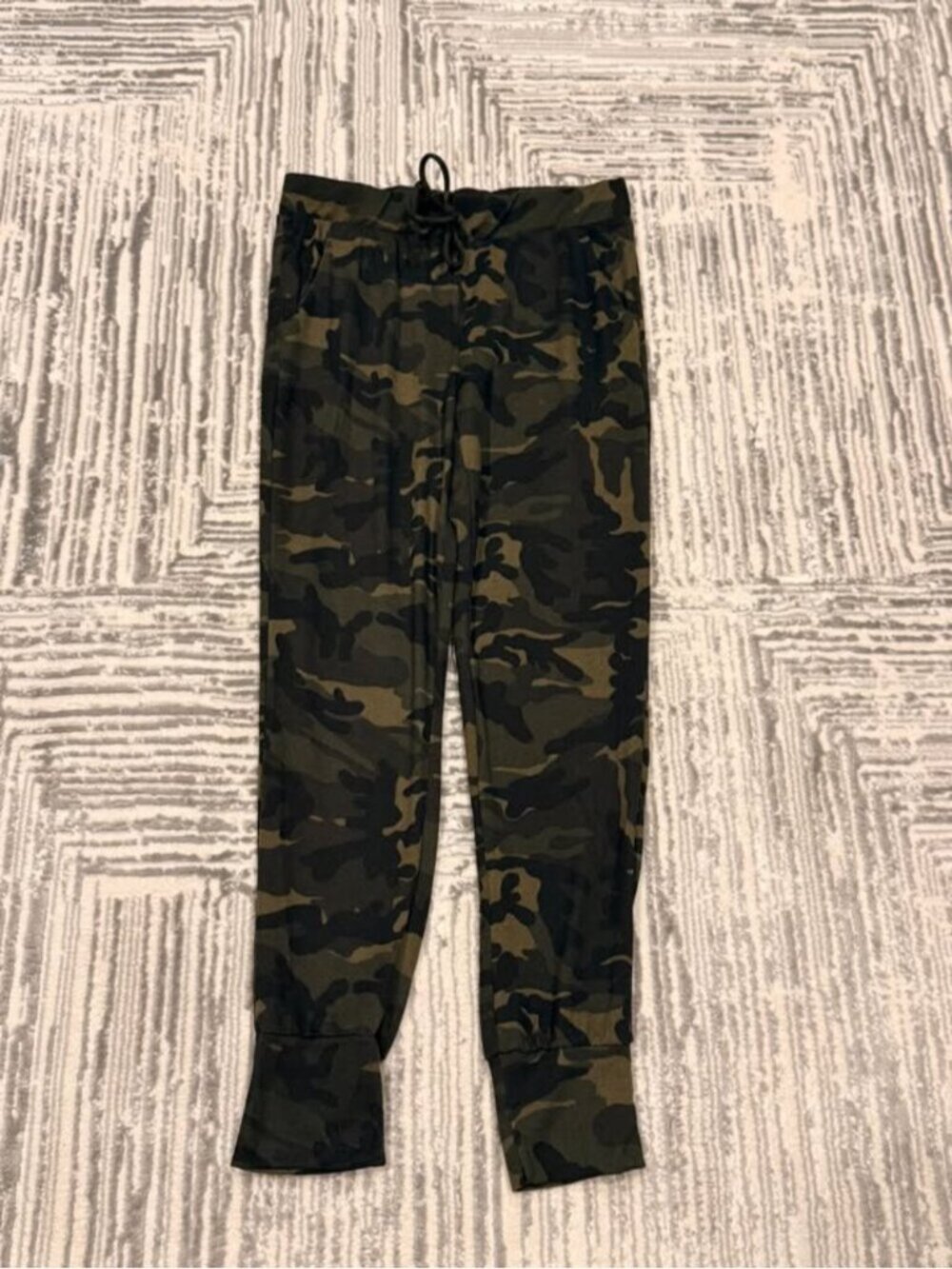 NEW May Pink women's small green/black camo joggers